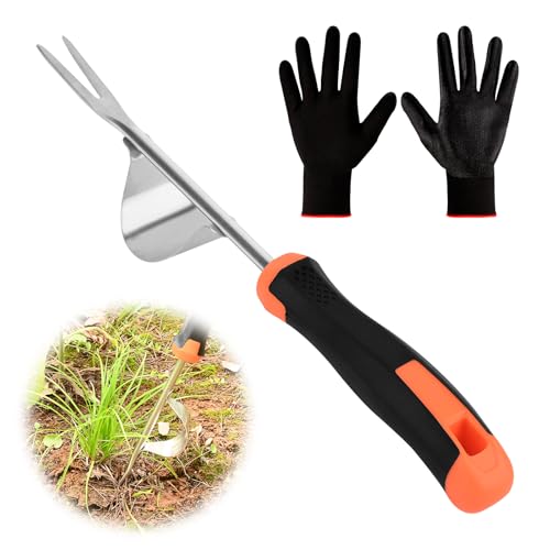 BokingOne Hand Weeder Tool - V-Shaped Stainless Durable Unique Lever Design Weed Puller Tool with Anti-Slip Rubberized Handle for Effortless Dandelion Their Roots & Weed Removal. - color: Lever Design Weed Puller Tool