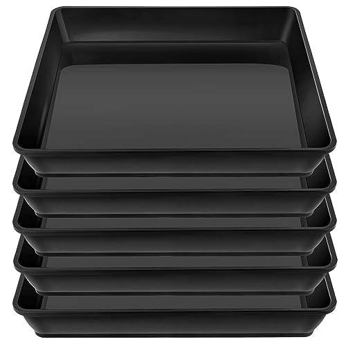 LWALRS Square Plant Saucer 14 Inch 5 Pack, Durable Plastic Plant Trays Plant Pot Saucers, Square Planters for Indoors and Outdoors Plants, Garden Large Plant Saucers for Pots Black. - color: Black, size: 14"(5 pack)