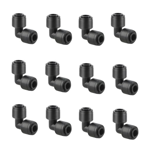12 Pack 1/4 Inch Drip Irrigation Elbow Fitting, 90 Degree Quick Connect Corner Connector for 1/4" Tubing, Leak-Proof & Easy Install for Garden, Farm, Greenhouse Systems - style: 1/4" elbow connect(12)