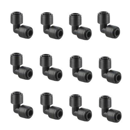 12 Pack 1/4 Inch Drip Irrigation Elbow Fitting, 90 Degree Quick Connect Corner Connector for 1/4" Tubing, Leak-Proof & Easy Install for Garden, Farm, Greenhouse Systems - style: 1/4" elbow connect(12)