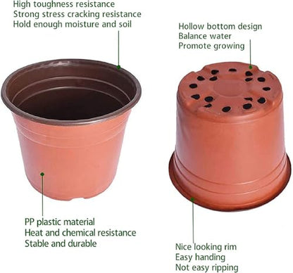 Plastic Planter Nursery Seedlings Pots - 4 Inches 100Pcs Flower Plant Container Seed Starting Pot for Outdoor Succulents Seedlings Cuttings Transplanting - size: 4 x 3.5 x 3 in