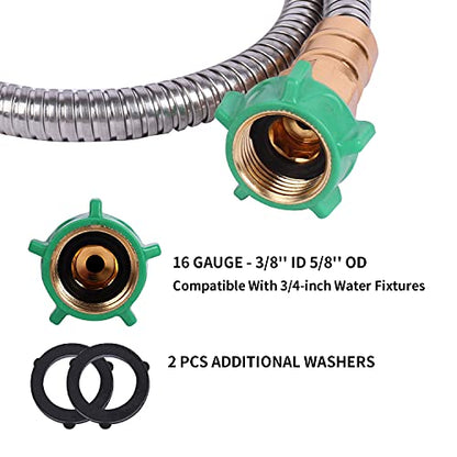 Metal Short Garden Hose 3 ft, Stainless Steel Hose Leader, Small Water Hose Extension, Lightweight Hose Extender for Outdoor (3FT) - size: 3 Feet
