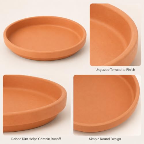 10 Inch Terracotta Round Plant Saucer, Natural Clay Drip Tray