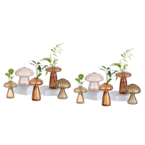Glasseam Mushroom Plant Propagation Station, 10Pcs Small Glass Vases Bulk - color: Amber, size: 10