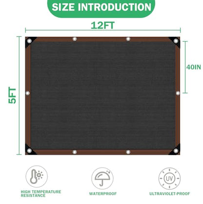 Shade Cloth - for Plants Greenhouse, 70% Sunblock Shade Sails -for Outdoor Garden Pergola Patio Lawn Sun Protection Neting Cover for Kennel Chicken Coop Easier to Hang Plant Cover - size: 5'x12'