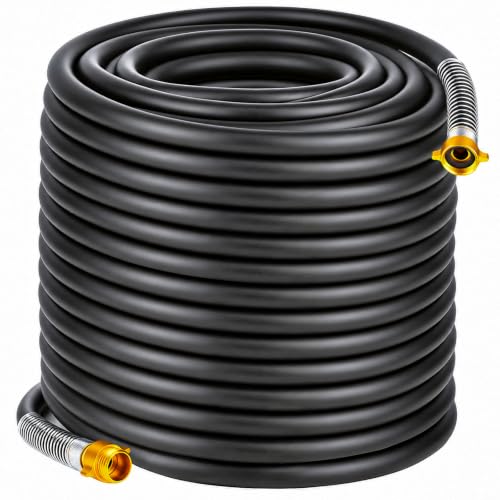 Garden Hose 5/8" x 125ft 4-Layer Heavy Duty Hose with 800 PSI Burst Pressure – Kink Resistant Flexible All-Weather Outdoor Hose for Yard Car Wash Pets Black - size: 125ft