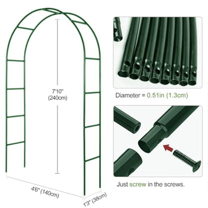 Metal Pergola Arbor, 4.6 ft W x7.9 ft High,Assemble Freely Light Weight - color: Green