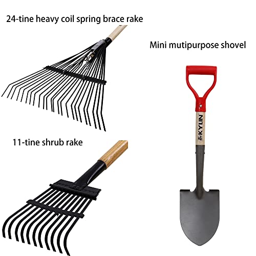 GardenAll Rake Shovel Set 7-Piece Long Handle Garden Tools Set, Include Shovel Rake Hoe,Gardening Tools for Women,Lightweight Ergonomic Wood Handle Yard Work Set