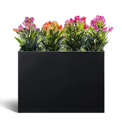 BAYN Large Metal Rectangular Garden Planter Box 32”x 12”x 24” - color: Black, size: 32”x 12”x 24”