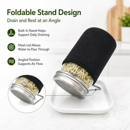 Sprouting Jar Kit, 1 Wide-Mouth Sprouting Jar with Stainless Lid