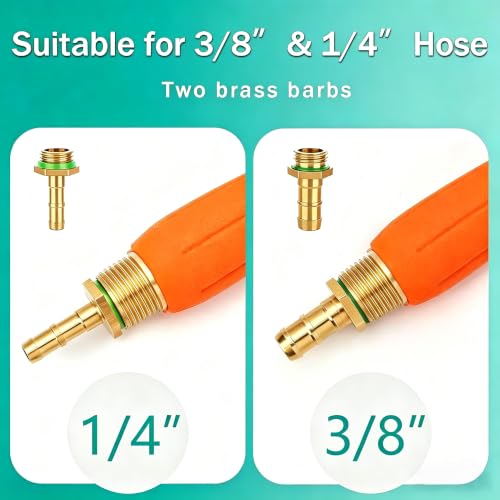 44 Inches All Metal Replacement Sprayer Wand,1/4" & 3/8" Brass Barb Sprayer Wand Replacement, Stainless Steel Sprayer Wand with Shut off Valve & 2 Hose Clamps - color: 44 Inches Sprayer Wand - Orange Handle