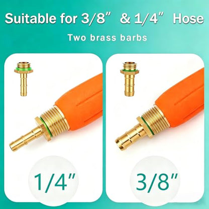 44 Inches All Metal Replacement Sprayer Wand,1/4" & 3/8" Brass Barb Sprayer Wand Replacement, Stainless Steel Sprayer Wand with Shut off Valve & 2 Hose Clamps - color: 44 Inches Sprayer Wand - Orange Handle