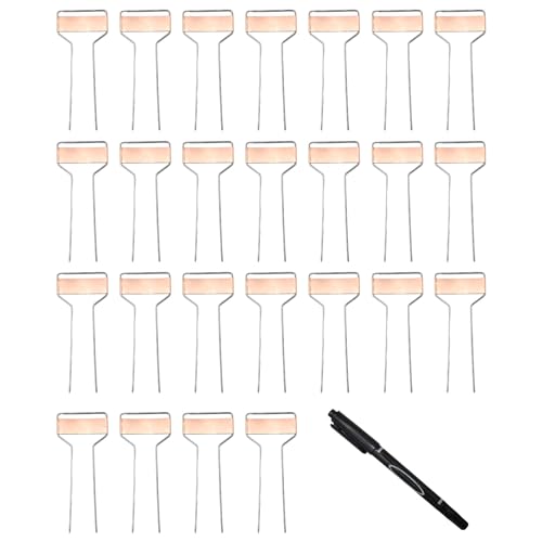 25Pcs 6 Inch Metal Plant Label Stakes with 1 Permanent Pen, Copper Metal Plant Labels Garden Plant Tags, for Flower Fruit Seedlings and Vegetable