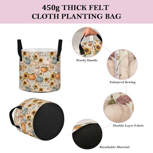 7 Gallon Grow Bags 1 Pack Plant Fabric Pots Flower Nursery Garden Vegetable Small Plant Pot 14.2 x 9.8 in Large Indoor Planter with Handles Beige Pumpkin Sunflower Autumn Classic - color: Beige Pumpkin Sunflower Autumn Classic, size: L14.2x9.8in