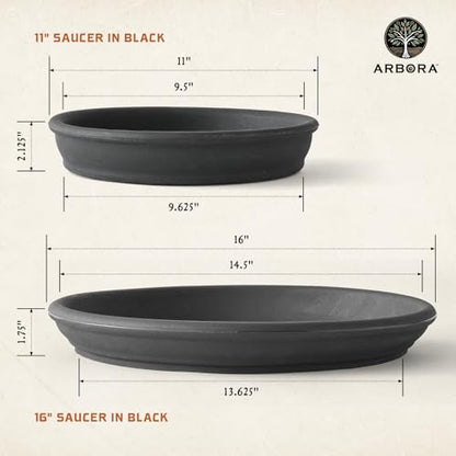 ARBORA 16" Plant Saucer for Planters with 12.5 Inch Base or Less - size: 16"