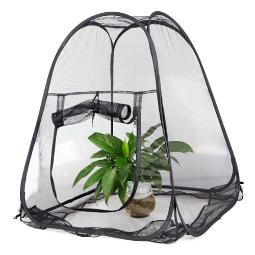 Mesh Plant Cover from Animals, Plant Netting Pest Guard Cover, Plant Tent Cage Pop-up with 4 Stakes for Vegetables, Fruits, Flowers, 28 x 28 x 32 Inches - size: 28 x 28 x 32 Inches