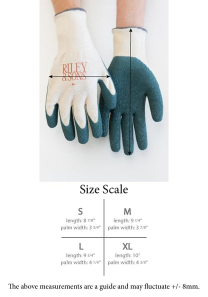 RILEY & SONS Eco-Friendly Garden Gloves - Biodegradable, GOTS Certified Organic Cotton, FSC Certified Rubber, Unisex Sizing - size: Small