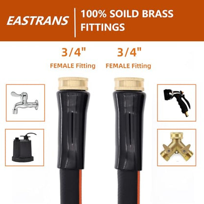 EASTRANS 10ft x 5/8" Black Garden Hose with 3/4" Female to Female Fittings - color: Black and Orange, size: 10FT Female to Female