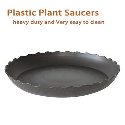 6 Pack Plant Saucer 8 inch, Heavy Duty Plastic Plant Water Tray, Planter Saucers, Flower Pot Tray Water Trays for Plant Pots (Brown) - color: Brown, size: 8" (6 pack)