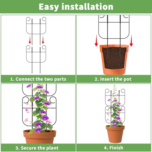 2 Pack Trellis for Climbing Plants Indoor, Expandable Small Metal Trellis for Potted Plants, Flowers Vine Ivy, Sturdy Houseplant Pothos Plant Climber Support - size: 2 Pack-15in(H)x10in(L)