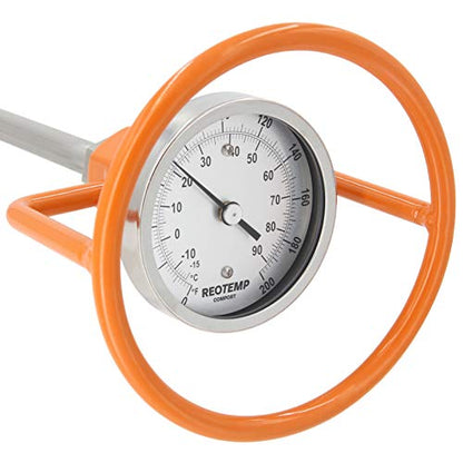 REOTEMP Heavy Duty Compost Thermometer with Probe Guard Bundle - Fahrenheit and Celsius, Made in The USA (36 Inch Stem) - size: 36 Inch Stem