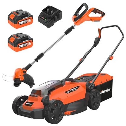 MAXLANDER 20V 13" Lawn Mower&12" Weed Wacker Combo,2×4.0Ah Battery&Charger - color: Black