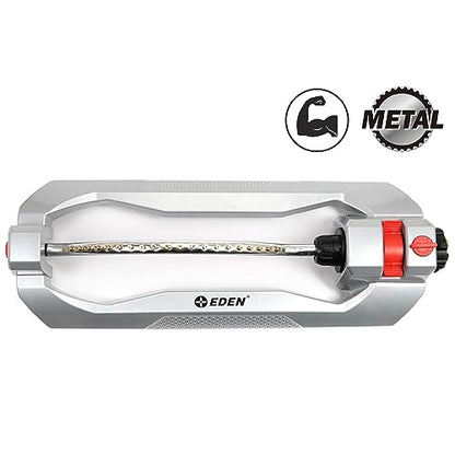 Eden 94115 Metal 2-Way Oscillating Sprinkler for Lawn and Garden w/Quick Connect Starter Set, 20 Brass Nozzles, Covers up to 4,300 sq. ft