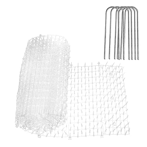 Homarden Transparent Training Mat for Cats - Flexible Cat Deterrent for Outdoor and Indoor - Scatmats with Spikes and 12 Garden Staples - Animal Spikes for Yard and Garden - 78.74" x 11"
