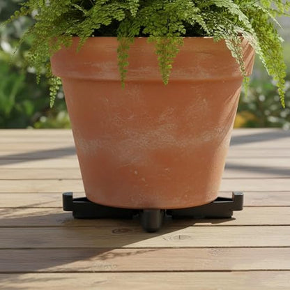 Plant Pot Stands, 12-Pack Black Flower Pot Lifters Keep Plants Elevated & Stable - Invisible Frame for Indoor/Outdoor Planters, Small to Large Sizes