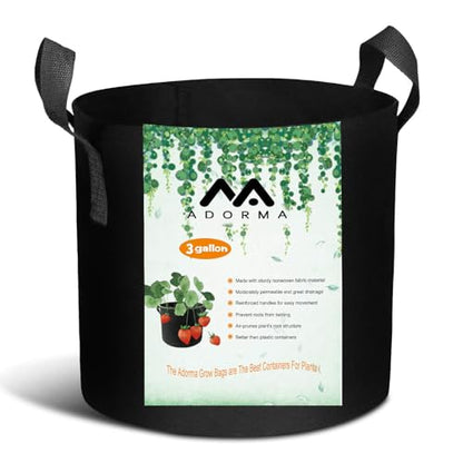 12 Packs 3 Gallon Grow Bags, Heavy Duty 300G Thickened Nonwoven Fabric Plant Pots with Handles - size: 3 Gallons
