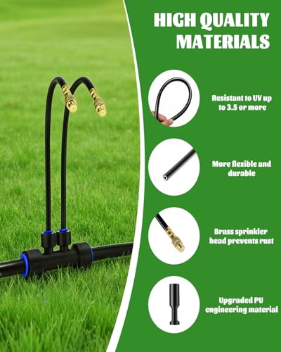 66FT Drip Irrigation System with 40 Nozzles, Automatic Drip Irrigation Kit, Garden Watering System with Dual-Head 360° Bendable Spray Nozzles for Lawn, Raised Bed (66FT, 40 Nozzles)