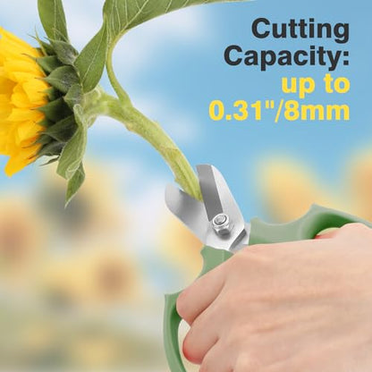 Housolution Flower Scissors, Steel Garden Pruning Shears, Avocado Green - color: Avocado Green, size: 1 Pack