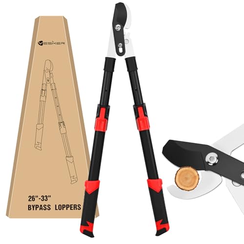 Yesker 26-33 Inch Extendable Bypass Loppers for Tree Trimming Heavy Duty Powerful Gear Tree Trimmer w Non-slip Handle Sharp Steel Blade up to 1.8" Cut Capacity Branch Cutter Chops Thick Branches Ease - size: 26-33" Extendable Loppers