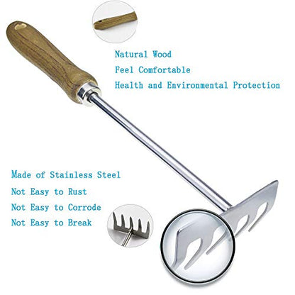 Enjoyer Hand Cultivator Garden Bow Rake with 5 Steel Tines,Hand Rake with Ergonomic Wooden Handle,Hand Tiller Garden Tool for Weeding and Loosens Soil