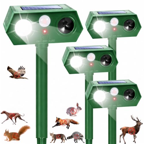 Solar Animal Repellent Outdoor with Motion Sensor & Ultrasonic Sound,4 Pack