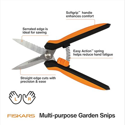 Fiskars 8" SoftGrip Pruning Shears, Multipurpose Garden Snips with Sheath - style: Snips