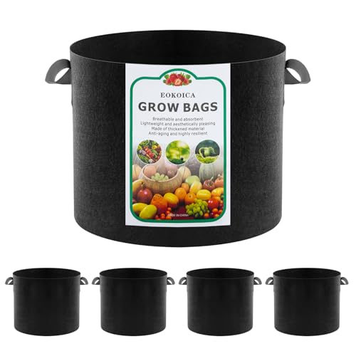 5-Pack 5 Gallon Grow Bags, Thickened Aeration Fabric Pots - size: 5