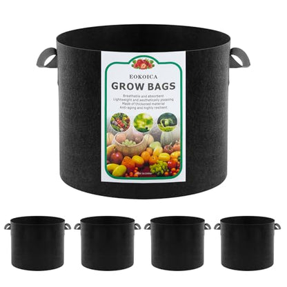 5-Pack 5 Gallon Grow Bags, Thickened Aeration Fabric Pots - size: 5