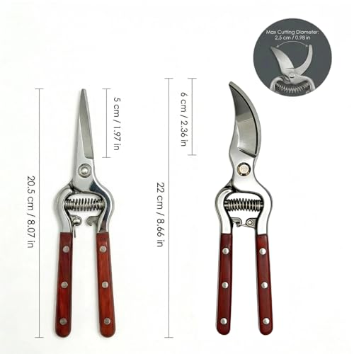 Garden Pruning Shears 2 Pack,Bonsai Trimming Scissors 8"Heavy Duty Garden Scissors Gardening Sharp for Handheld Heavy Duty Hedge Plant Branch Clippers Scissors Pruners Tools