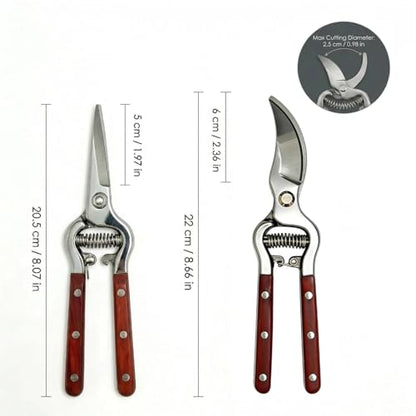 Garden Pruning Shears 2 Pack,Bonsai Trimming Scissors 8"Heavy Duty Garden Scissors Gardening Sharp for Handheld Heavy Duty Hedge Plant Branch Clippers Scissors Pruners Tools