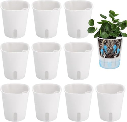 Self Watering Pots For Indoor Plants, 10 Pack 3.7 Inch Planters With Wick