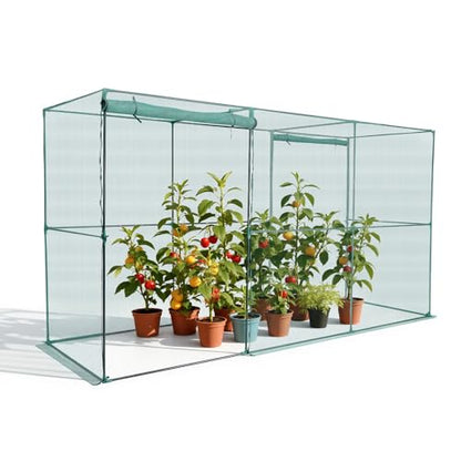 VEVOR Crop Cage, 11.6 x 3.9 x 6.3 ft Plant Protection Tent with Zippered Door, Wind-Resistant Tall Crop Cage, Easy to Install, Outdoor Raised Bed Cover, Tomato Plant Netting for Garden Patio Lawn - style: 11.6 x 3.9 x 6.3Ft-Square