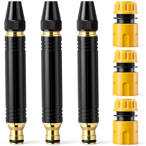 3 Pack High Pressure Water Hose Nozzle with Connector for Us Garden Hoses