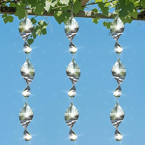 9 PCS Stainless Steel Bird deterrents for Outside,3D Bird Scarer Discs Set Pigeon Deterrent,Crow Deterrent,Bird reflectors to Keep Birds Away Woodpecker Deterrent for House - color: 9 Discs Fishbone Bird Scare Discs Set
