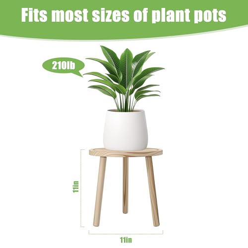 Wood Plant Stands Indoor, Single Plant Stand Modern Plant Table for Large Plants, Wooden Plant Stool Tall Plant Holder Small Round Side/End Table for Living Room Balcony Office (Light Brown) - color: Light Brown