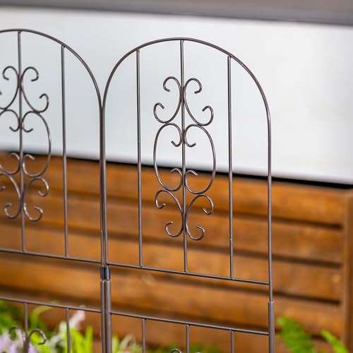 Evergreen Montebello Metal Garden Fence Edging 28" Above Ground, 8 ft Long | No Dig Landscape Edging for Garden, Flower Bed, Yard | Animal Barrier Decorative Fencing for Dogs, Rabbits - style: Montebello, Tall