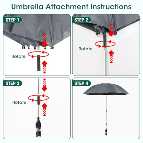 OAOA innovation 2-in-1 Garden Kneeler with Umbrella, Kneeling Bench & Grey Umbrella, Portable Stool 330lb Capacity, Garden Tools Bag with Bottle Holder, Gardening Gift for Men Women Seniors - color: Grey