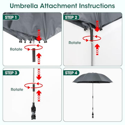 OAOA innovation 2-in-1 Garden Kneeler with Umbrella, Kneeling Bench & Grey Umbrella, Portable Stool 330lb Capacity, Garden Tools Bag with Bottle Holder, Gardening Gift for Men Women Seniors - color: Grey
