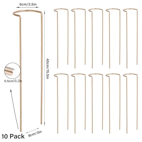 10 PCS Large Indoor Plant Stakes 15.5" Heavy Duty Metal Supports - color: Gold, size: 15.5 Inch H