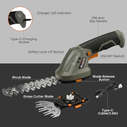 Hedge Trimmer, 2-in-1 Cordless, 2000mAh Battery